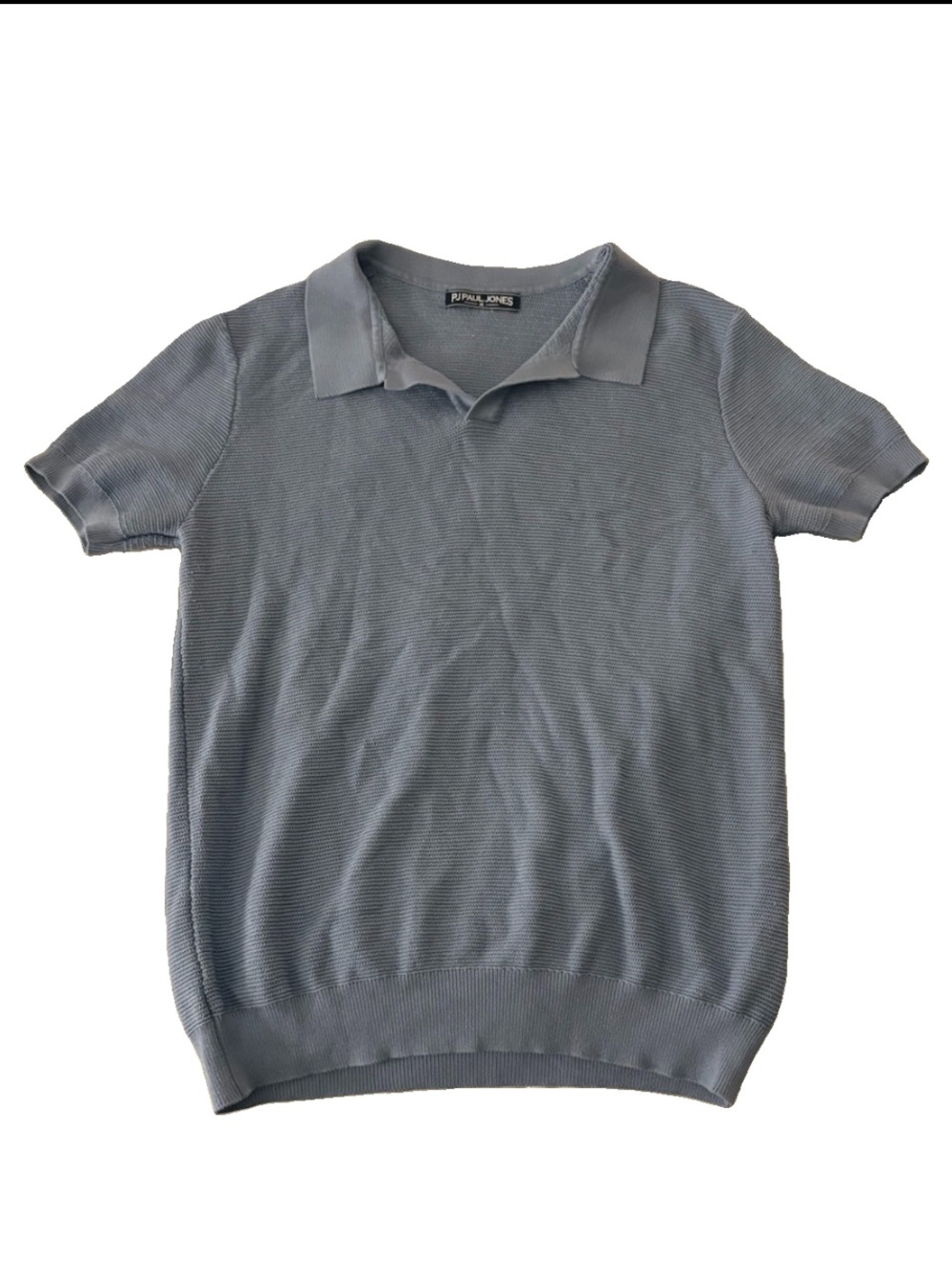 PJ Paul Jones Blue Short-Sleeve Sweater with Collar Men’s